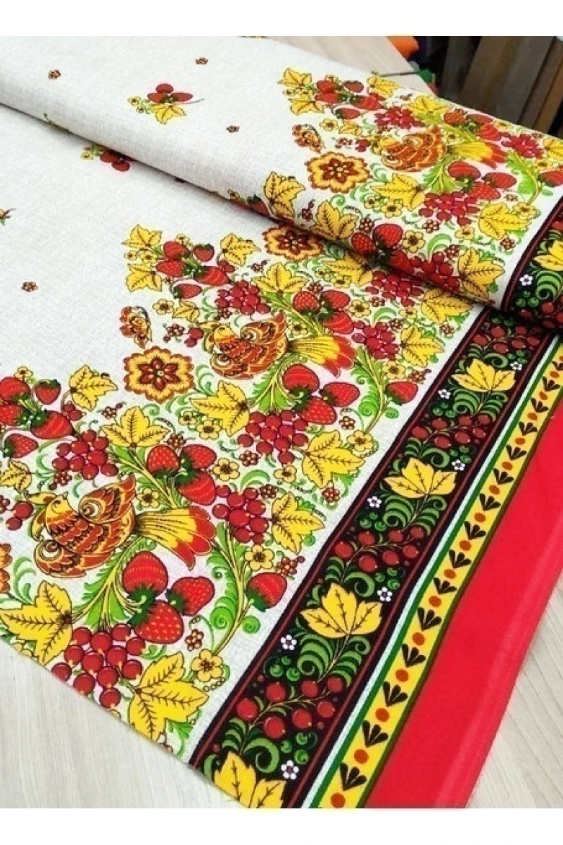 Рогожка "Диз" 165г/м2, 150см "Хохлома" (земляника) LV-МЕТР за 306 ...