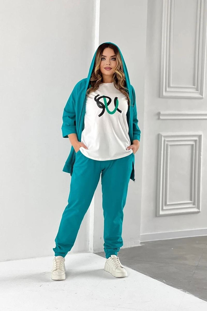 Костюм с брюками 52337 (изумрудный)
