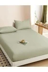 Простыня на резинке, с высотой борта 25 см boiled cotton - Вареный (стираный) хлопок» (оливковый)