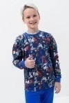 Пижама с брюками Шифр длинный рукав подростковая (темно-синий+василек)