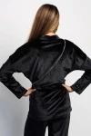 Кардиган 393BLK кимоно с поясом на запах (черный)