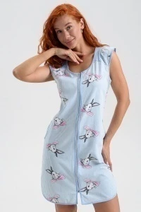 Халат 8048 (зайцы+голубой)