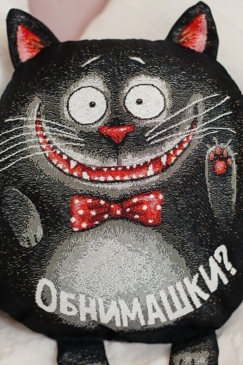Подушка декоративная игрушка Кот обнимашка 27*27 (черный)